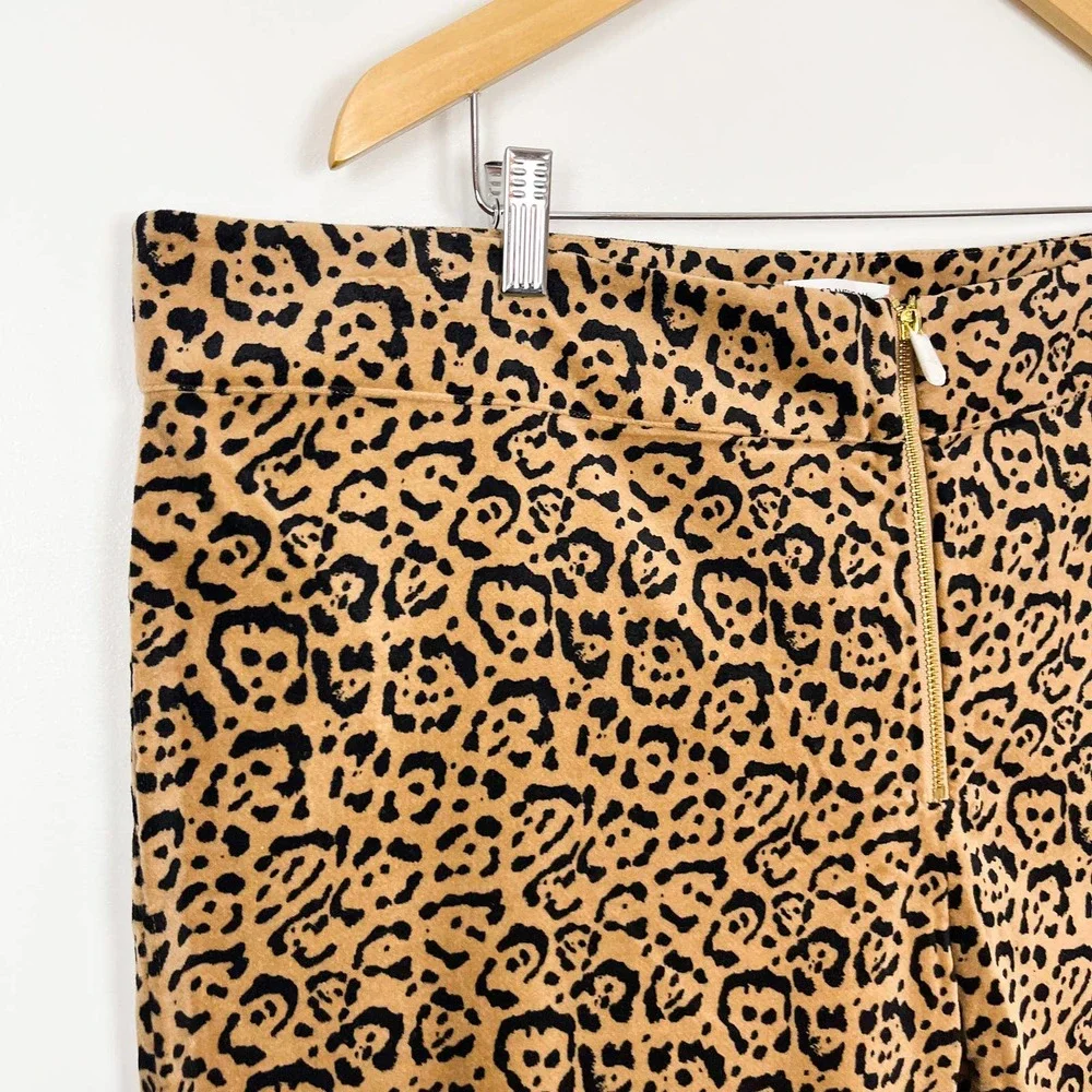NWT Good American Leopard Print Caramel Brown Velvet High Rise Suit Pant Size 18 - Picture 3 of 11